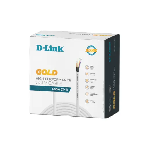 D-link CCTV Coaxial Cable (1 Coax+3 Power) with Bare Copper core and Copper Braiding - 100meter roll